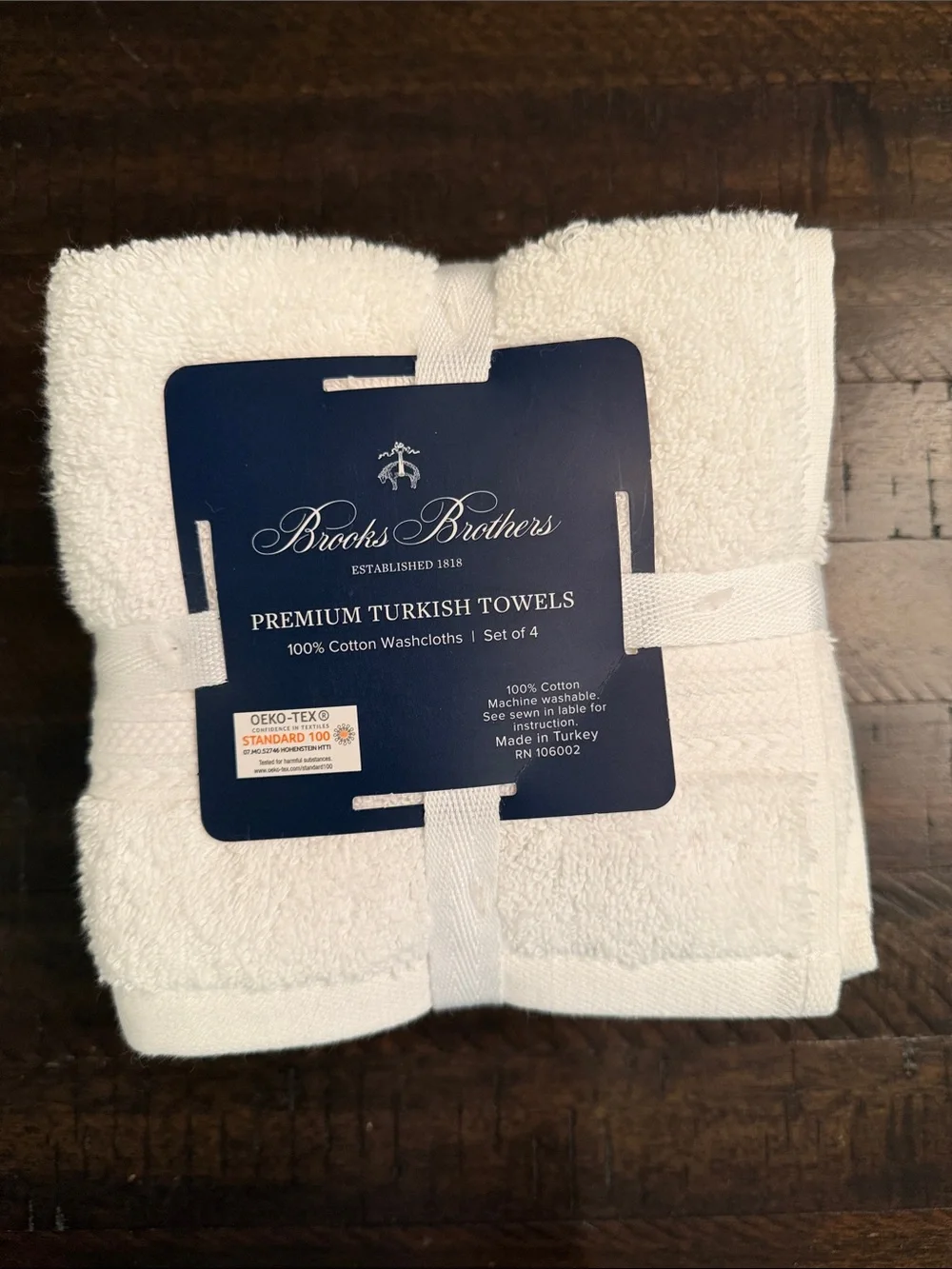 Brooks Brothers White Premium Turkish Washcloths - Set of 4